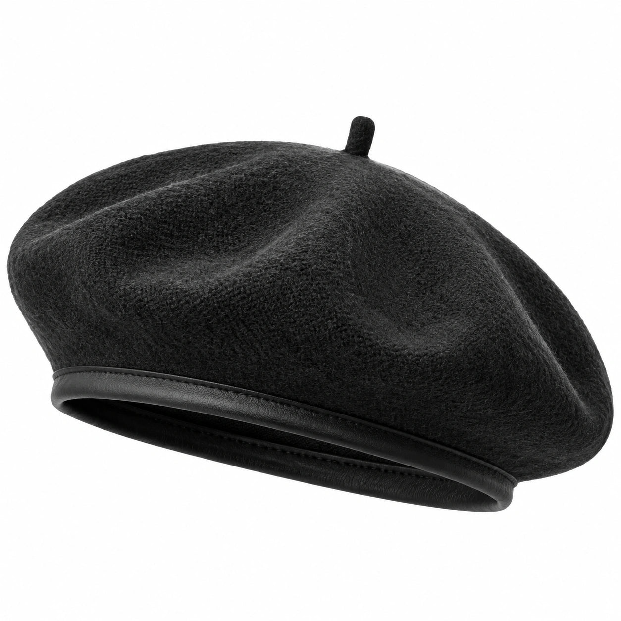 Béret taille unique noir en textile aspect feutré style classique