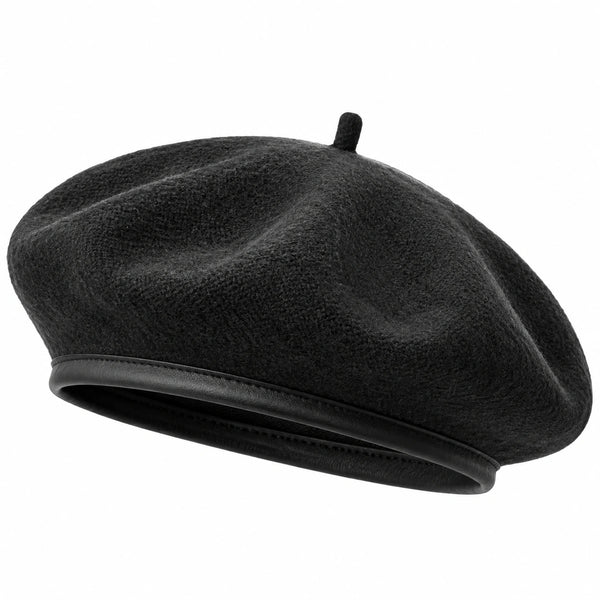 Béret taille unique noir en textile aspect feutré style classique