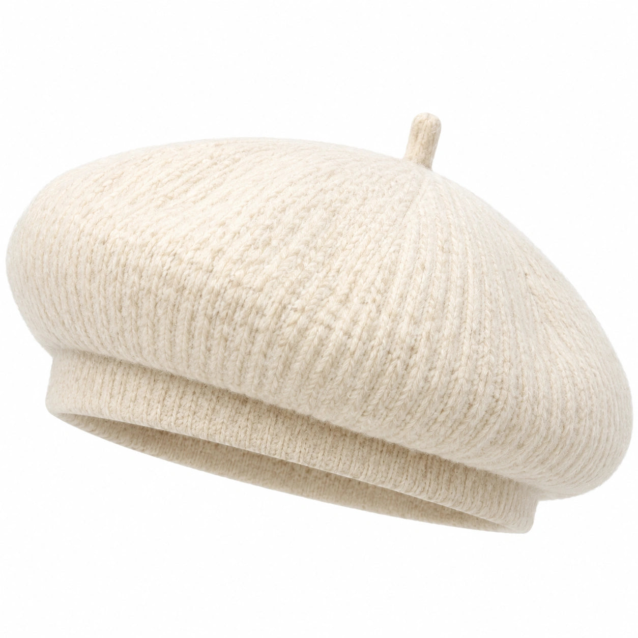 Béret taille unique en maille écru style classique