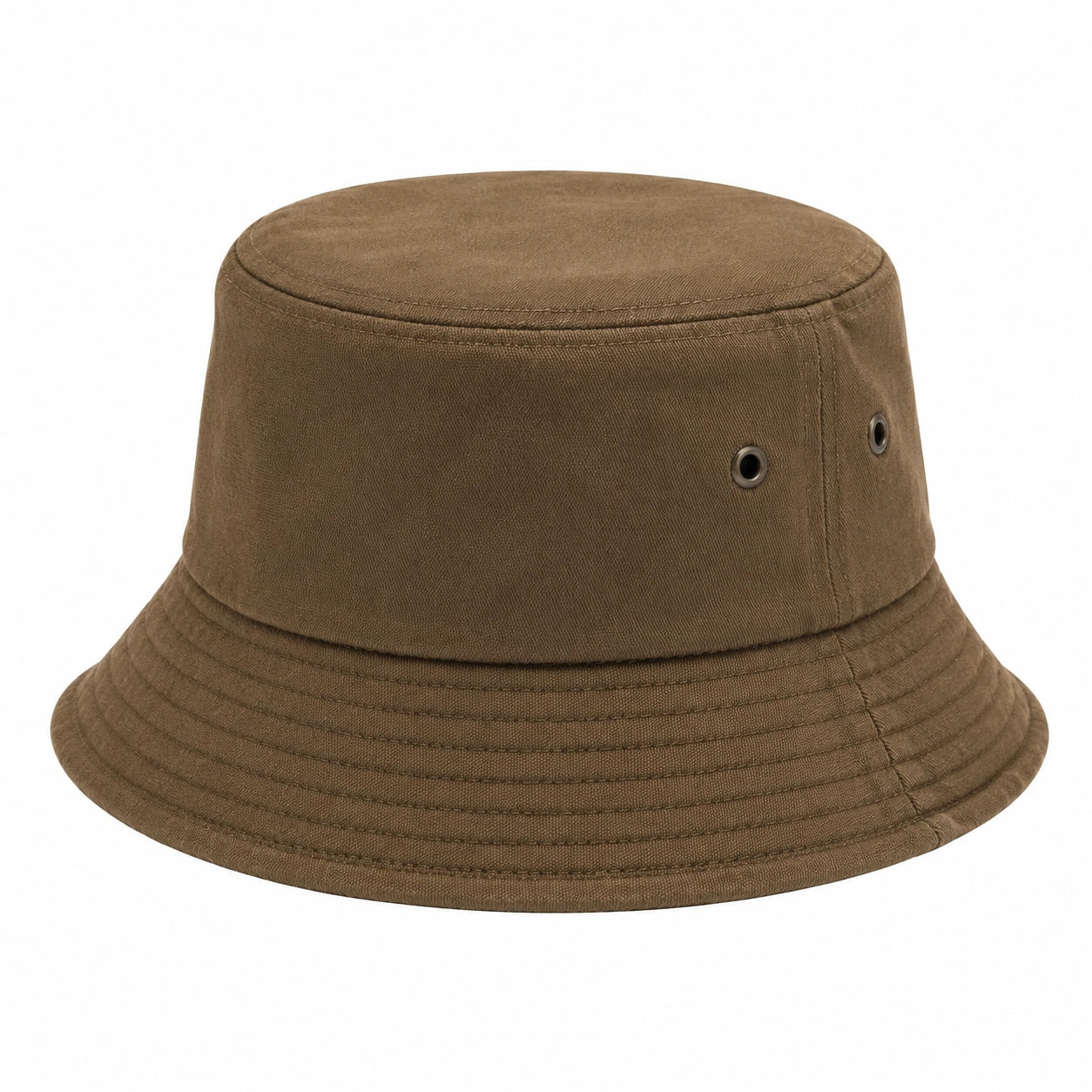 Chapeau bob taille unique en tissu marron avec œillets style décontracté