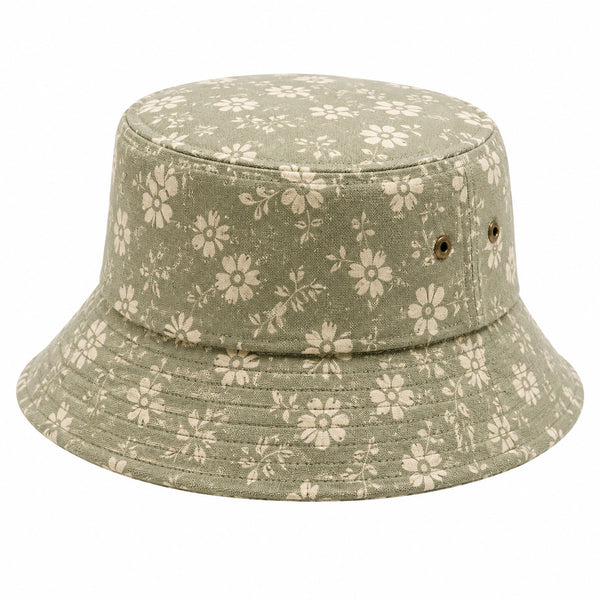 Chapeau bob taille unique en textile vert à motif floral style décontracté