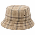 Chapeau bob taille unique en tissu beige à carreaux - style décontracté