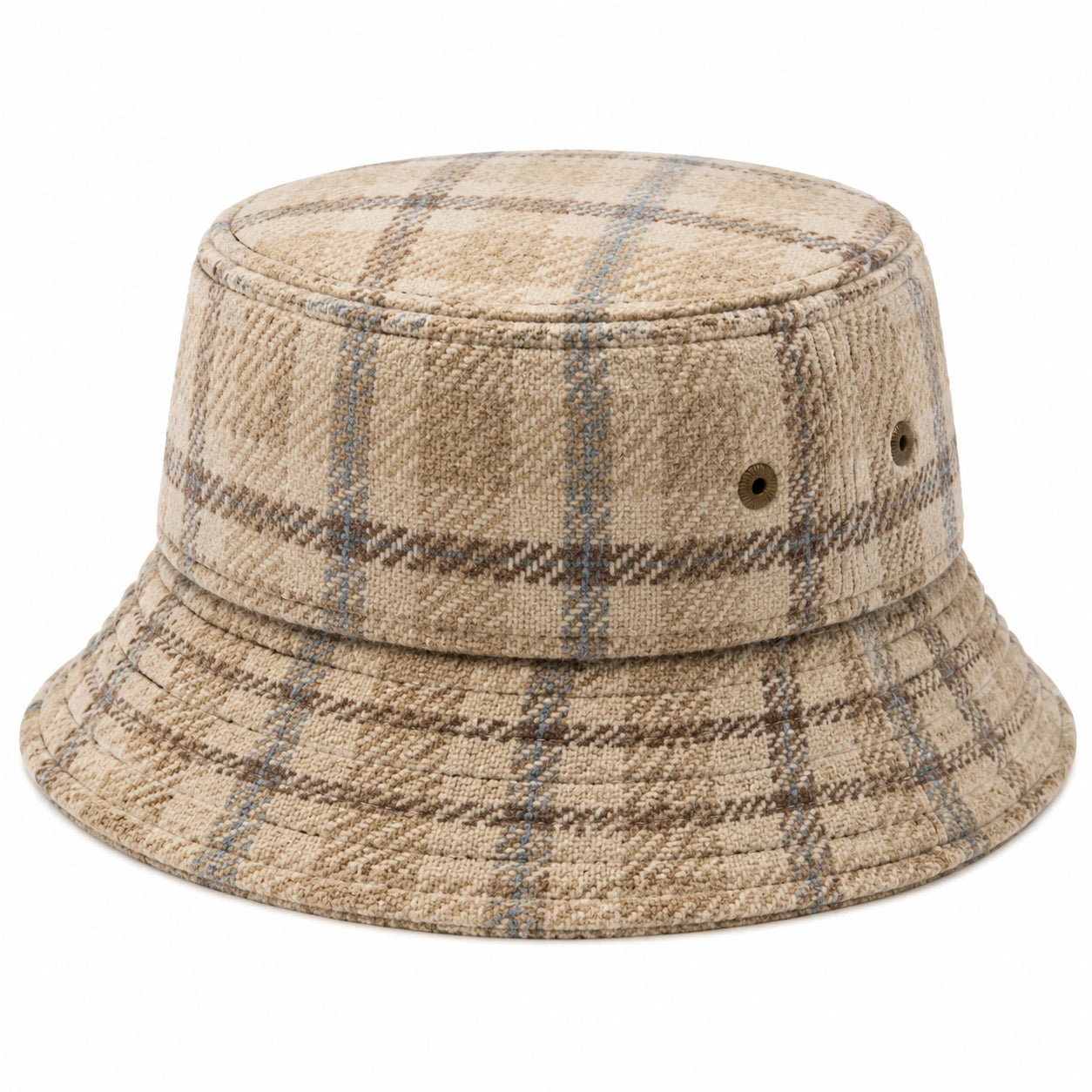 Chapeau bob taille unique en tissu beige à carreaux - style décontracté