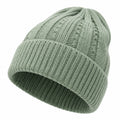 Bonnet taille unique en maille vert sauge à revers côtelé
