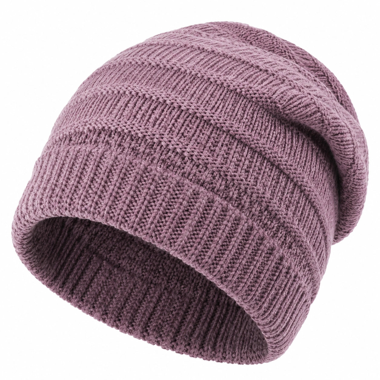 Bonnet taille unique en maille textile mauve - style côtelé pour usage quotidien