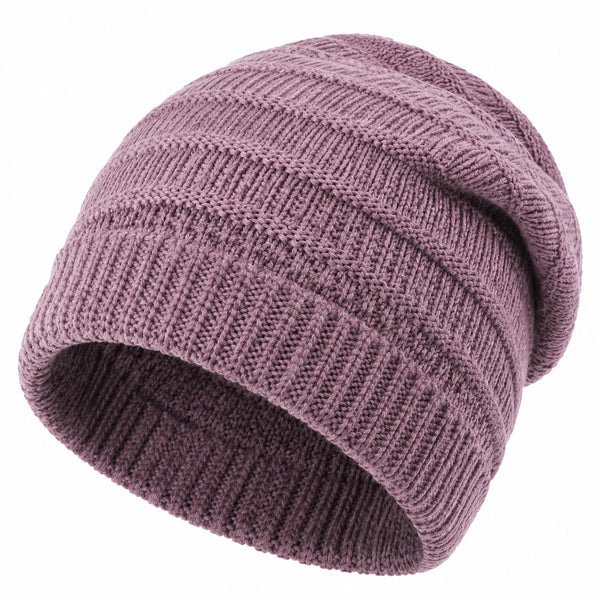 Bonnet taille unique en maille textile mauve - style côtelé pour usage quotidien