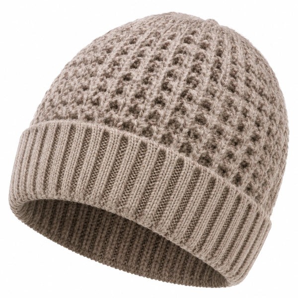 Bonnet taille unique en maille beige à revers style côtelé