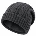 Bonnet en maille torsadée gris anthracite taille unique à revers pour adulte