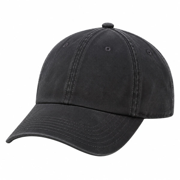 Casquette baseball taille unique en tissu noir à visière courbée