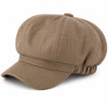 Casquette gavroche unisexe taille unique en tissu brun à visière courbée style rétro
