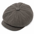 Casquette gavroche taille unique en tissu gris à chevrons - style rétro