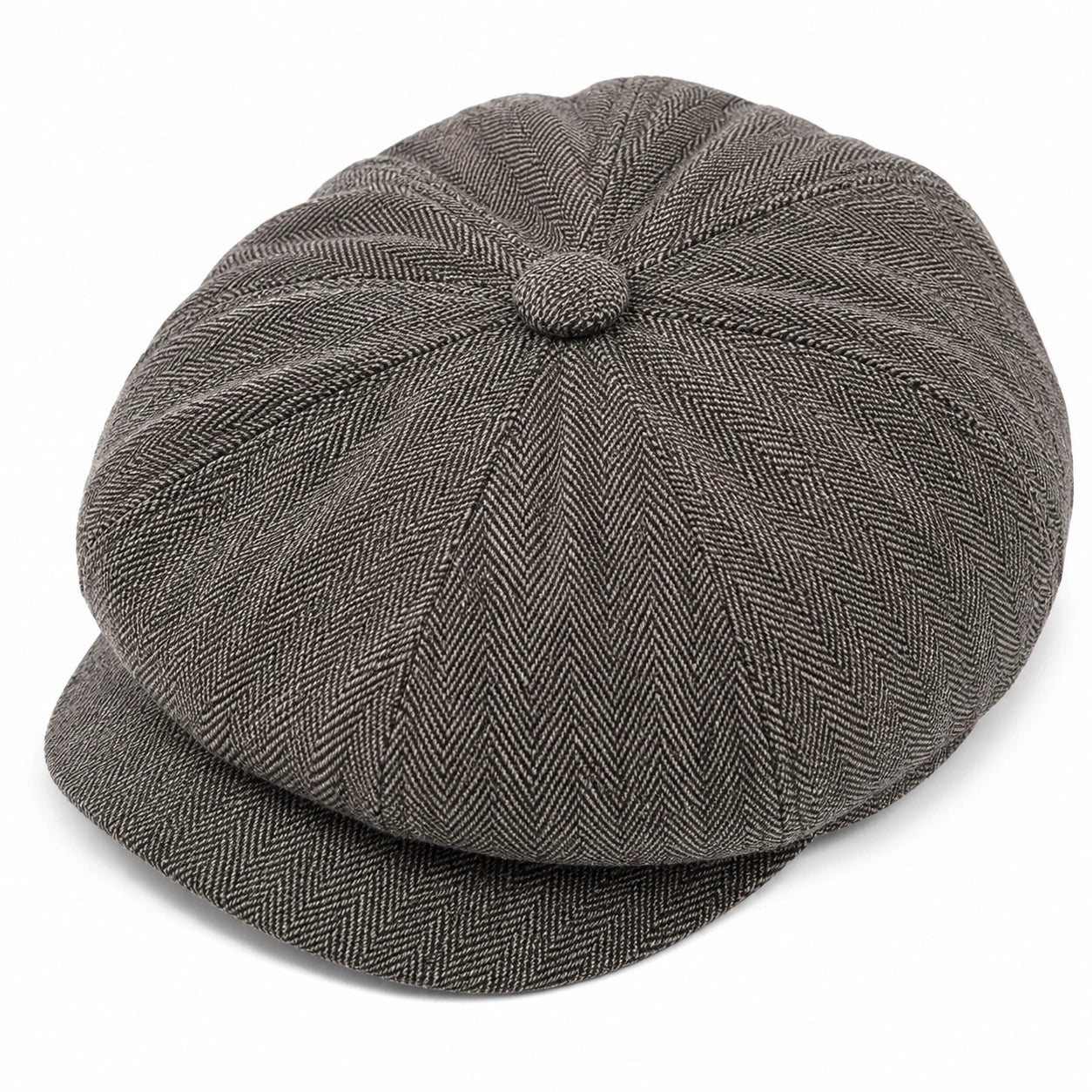 Casquette gavroche taille unique en tissu gris à chevrons - style rétro