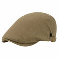 Casquette plate taille unique en tissu tissé kaki réglable style classique