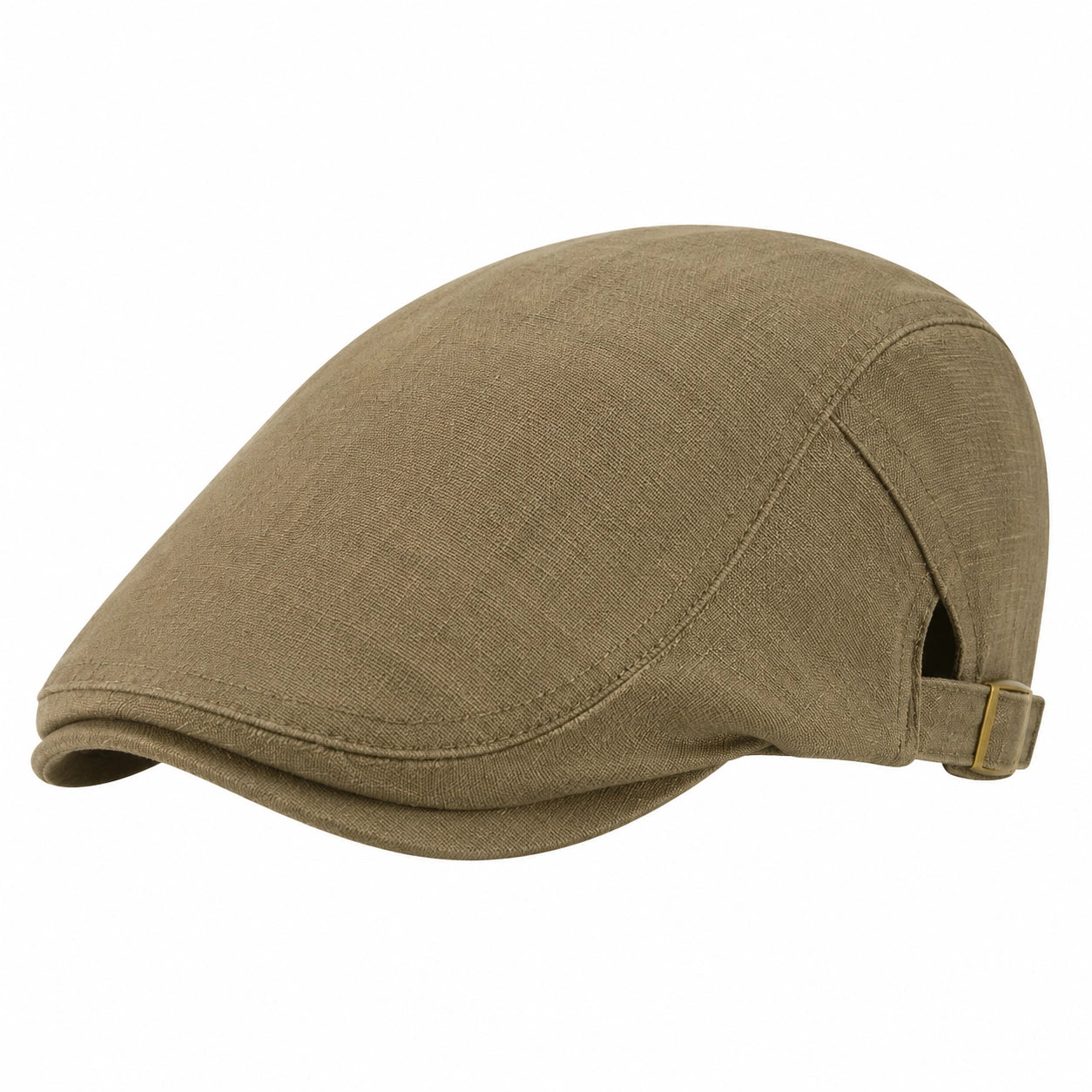 Casquette plate taille unique en tissu tissé kaki réglable style classique