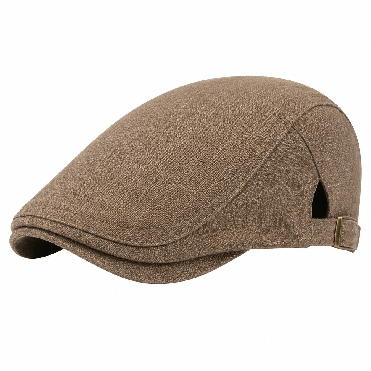 Casquette plate taille unique marron en tissu ajustable style classique