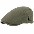 Casquette plate taille unique en tissu vert kaki ajustable style classique