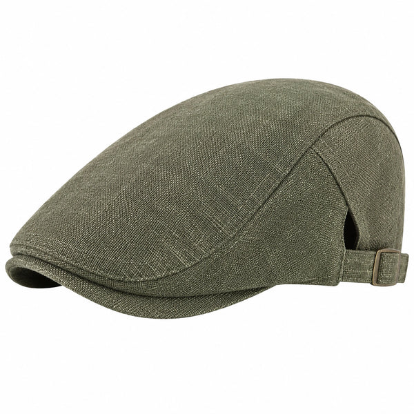 Casquette plate taille unique en tissu vert kaki ajustable style classique