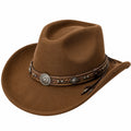 Chapeau cowboy taille unique brun aspect feutré style western