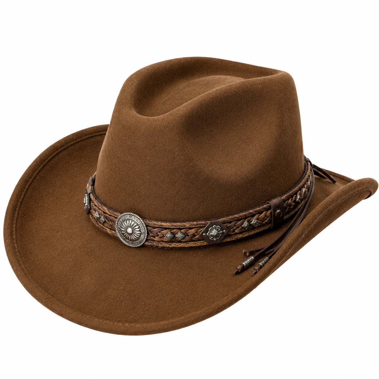 Chapeau cowboy taille unique brun aspect feutré style western