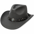 Chapeau cowboy taille unique gris anthracite aspect suédine à large bord décoratif