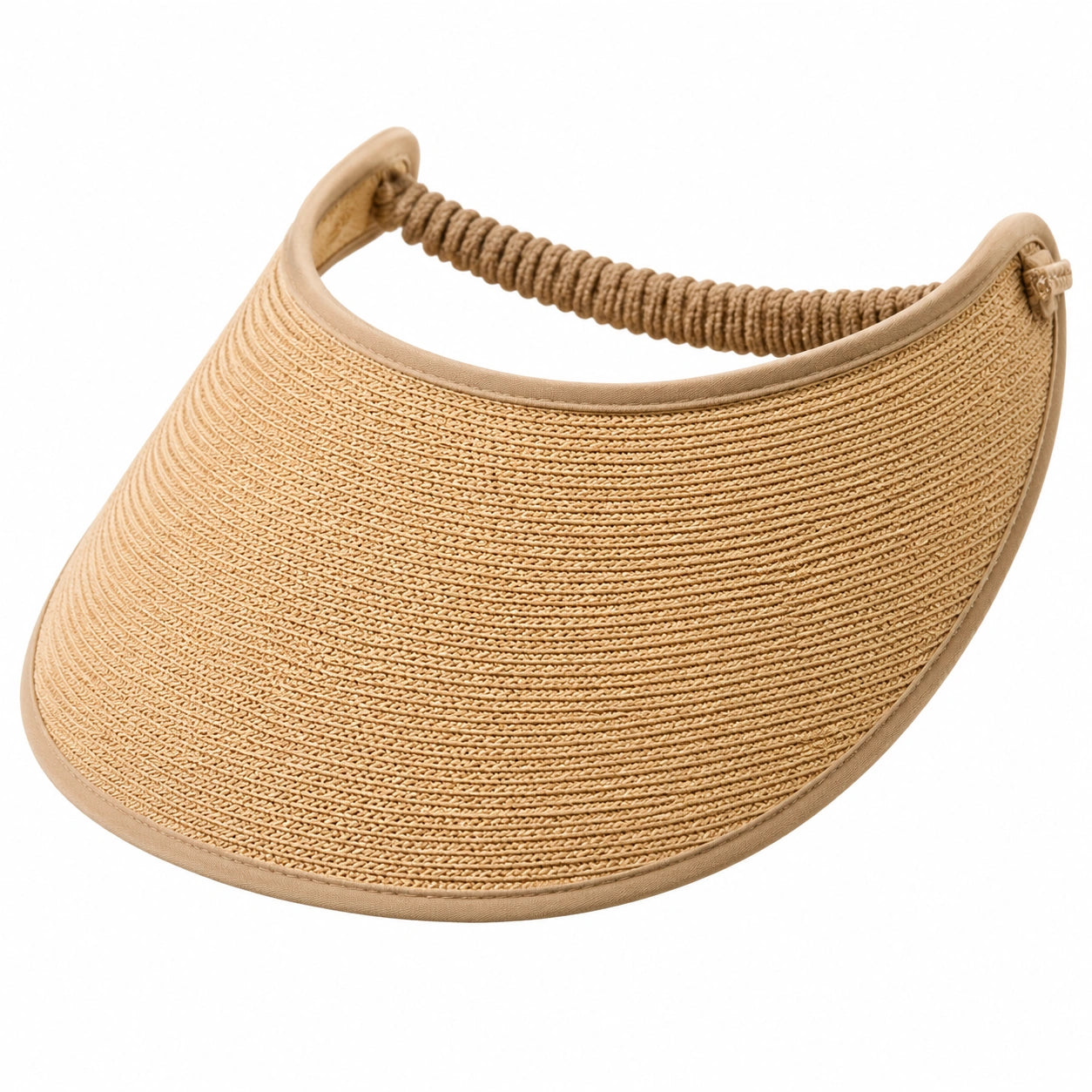 Visière femme taille unique tressée beige avec bandeau réglable style estival