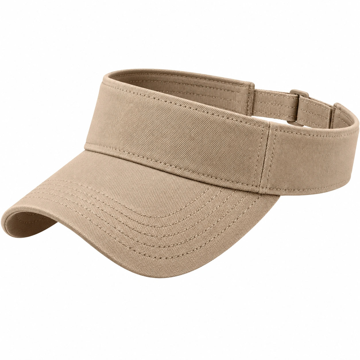 Visière taille unique en tissu beige réglable pour protection solaire